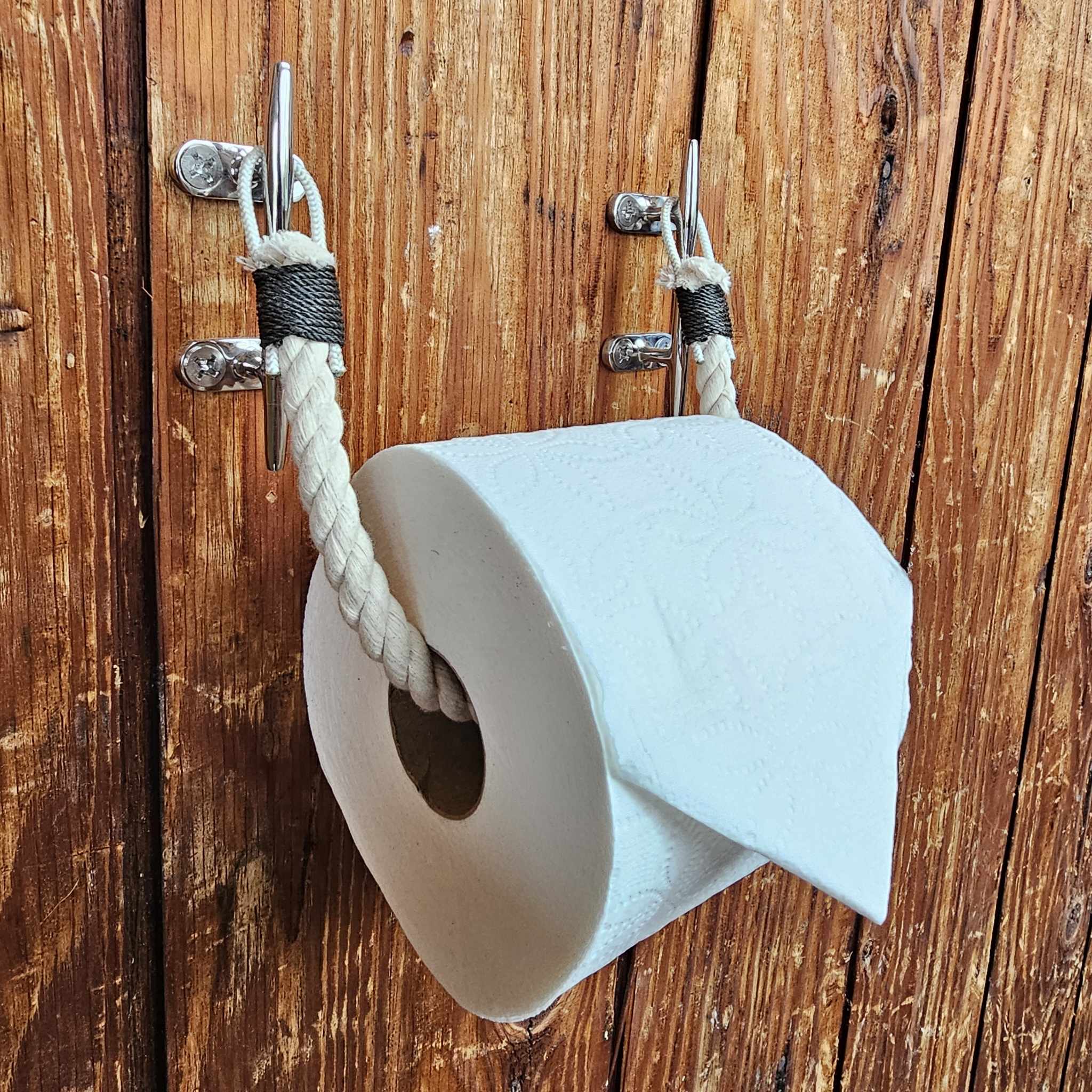 Custom Toilet Paper Holder with Cleats | Nautical Bathroom Decor