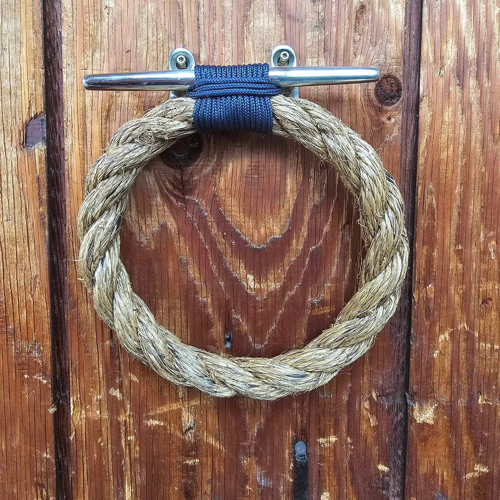 Stainless & Manila Rope Towel Ring | Nautical Bathroom Decor