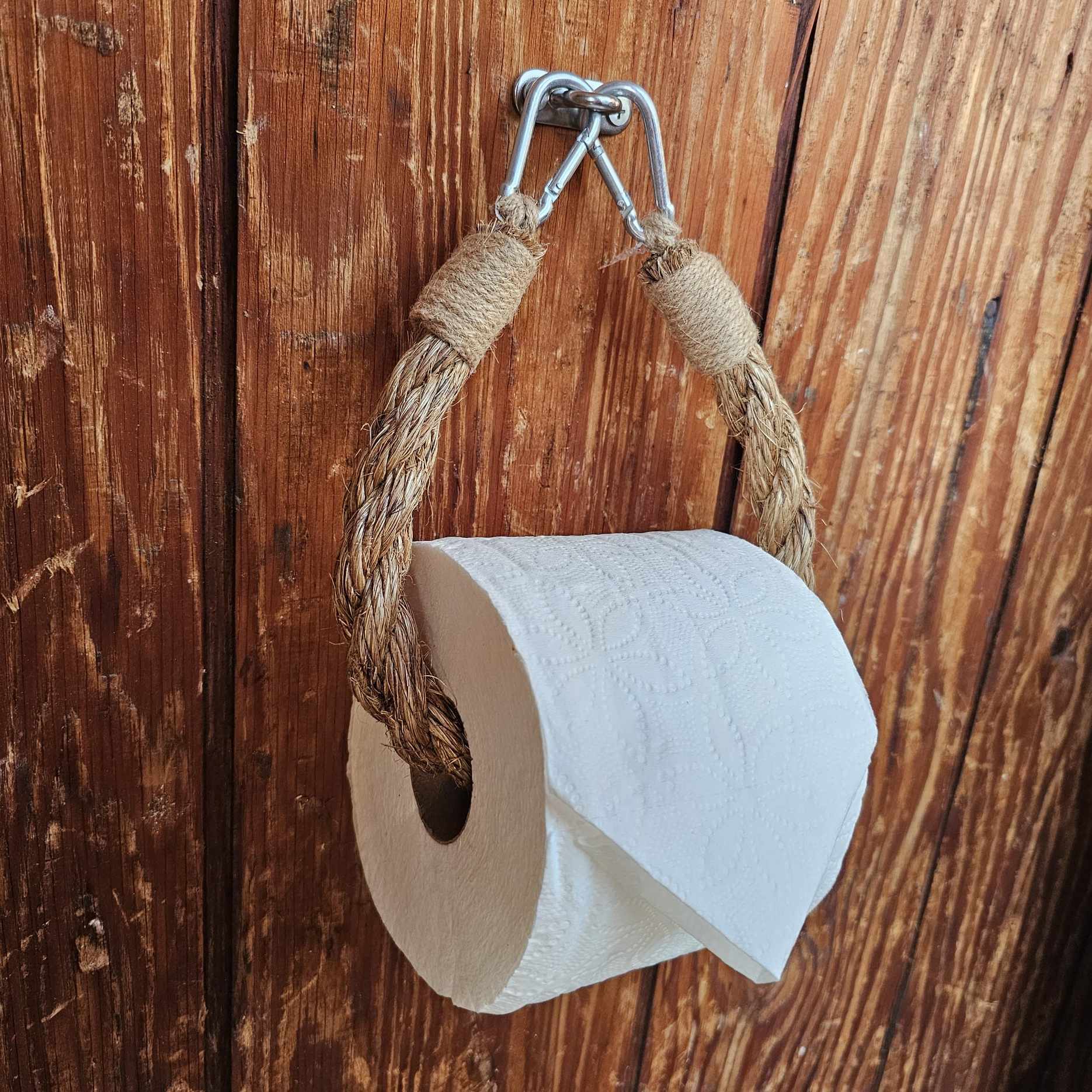 Manila Rope Toilet Paper Holder with U-Hook | Alaskan Nautical Bathroom Decor