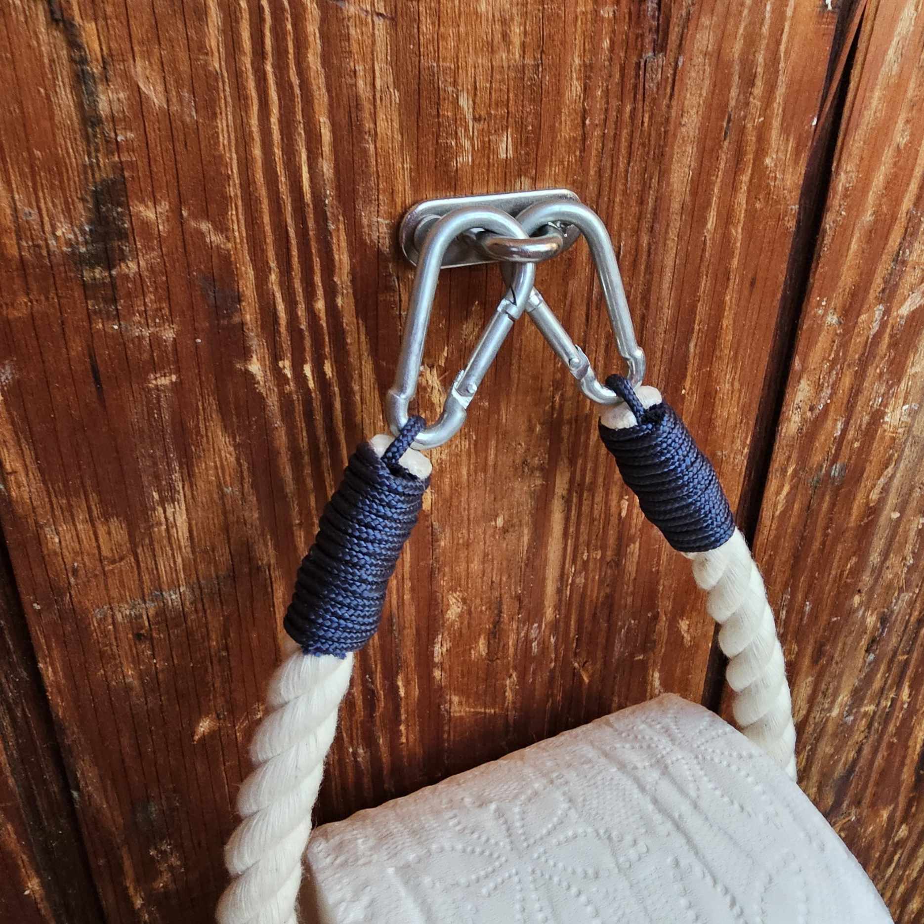 Off White Cotton Nautical Toilet Paper Holder | Nautical Bathroom Decor