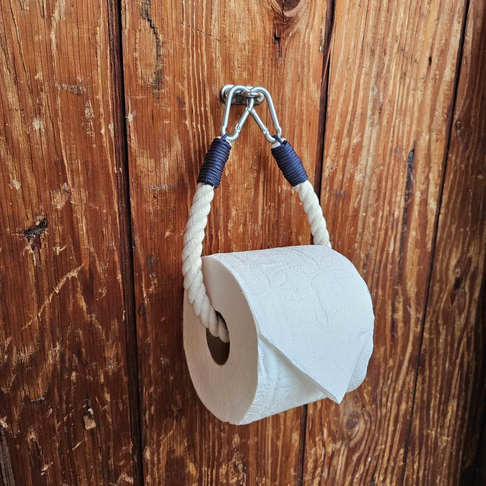 Off White Cotton Nautical Toilet Paper Holder | Nautical Bathroom Decor