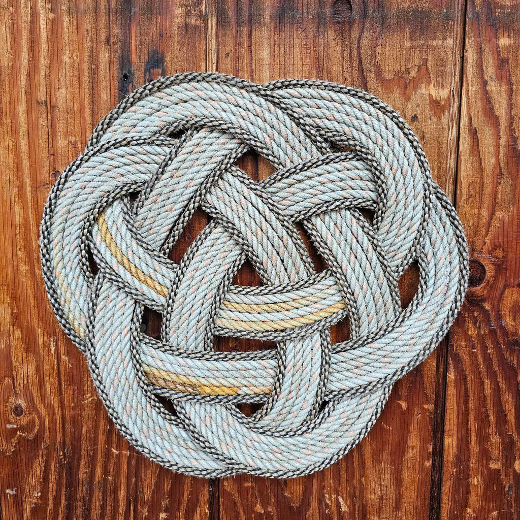 Silver & Speckled Handwoven Rope Trivet | Recycled Alaskan Fishing Rope