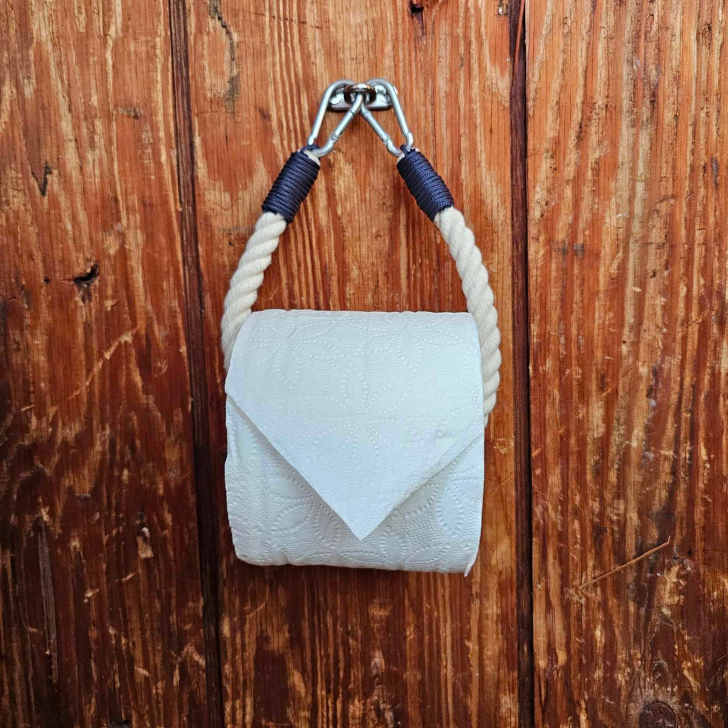 Off White Cotton Nautical Toilet Paper Holder | Nautical Bathroom Decor