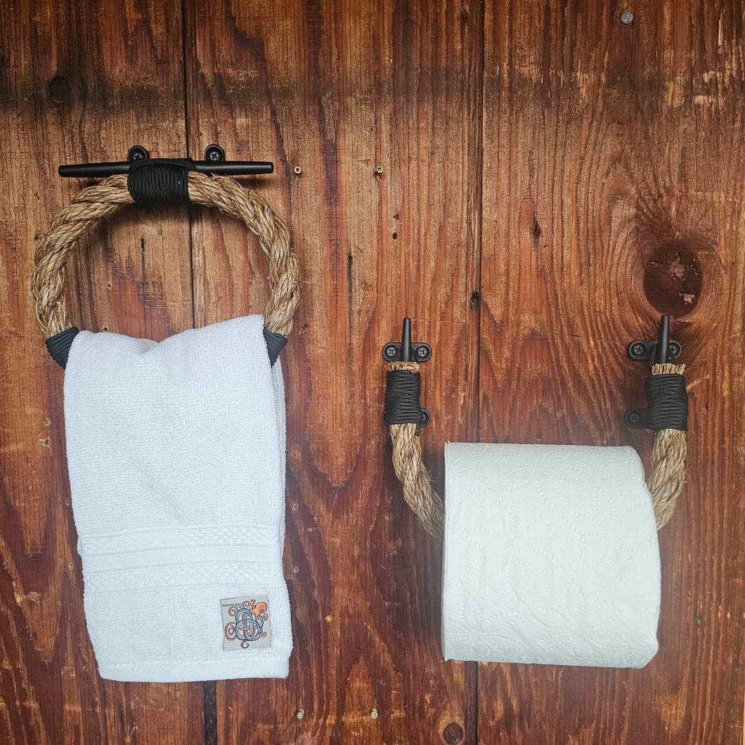 SET Manila Towel Ring + TP Holder Black Cleat DW