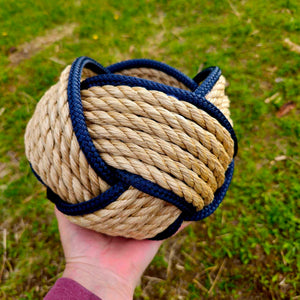 Tan Navy Woven Bowl Basket Catch All ProManila Rope 6"x 6"