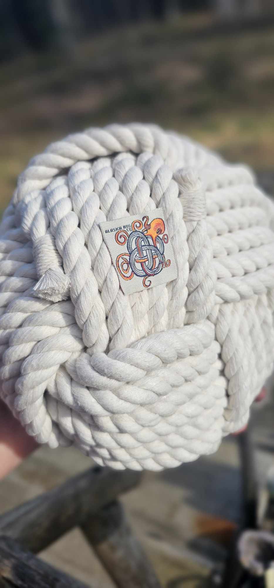 Handwoven Off-White Cotton Rope Bowl | 6" Artisan Nautical Storage
