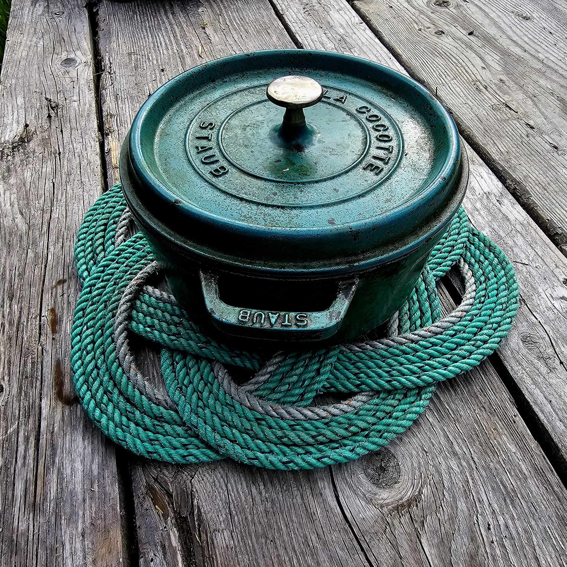 Silver and Green Trivet