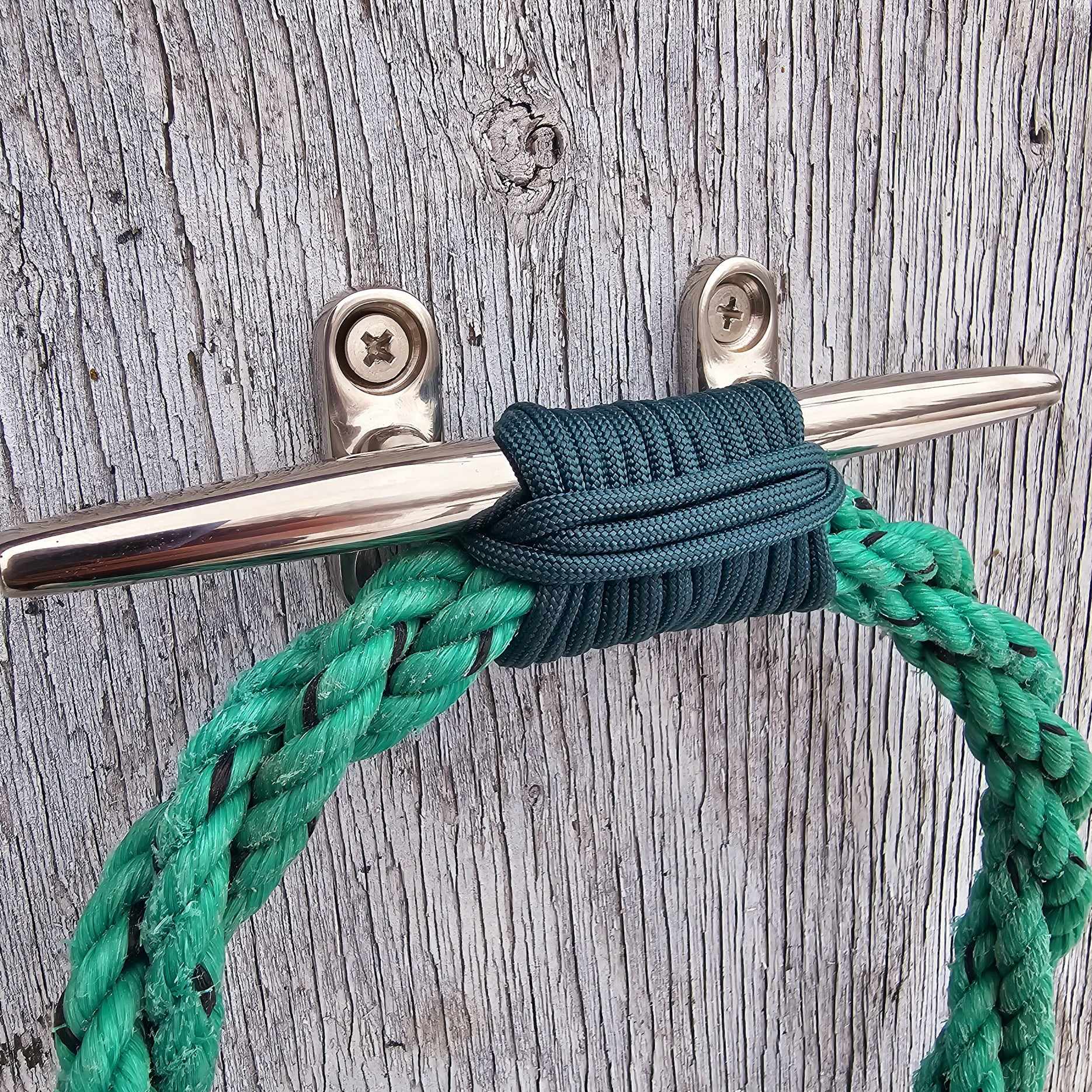 Rope Towel Ring With Stainless Steel Cleat -Green