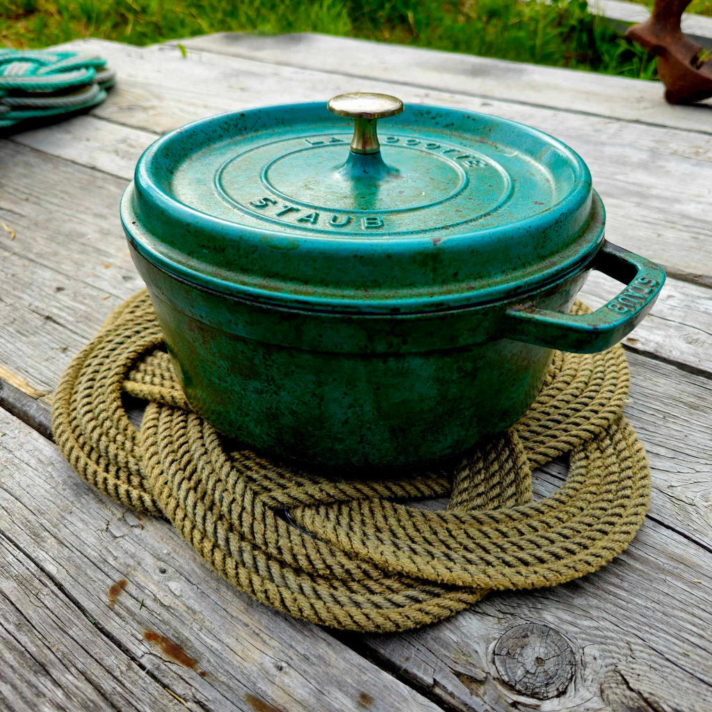 Natural Tan Recycled Rope Trivet | Handwoven in Alaska