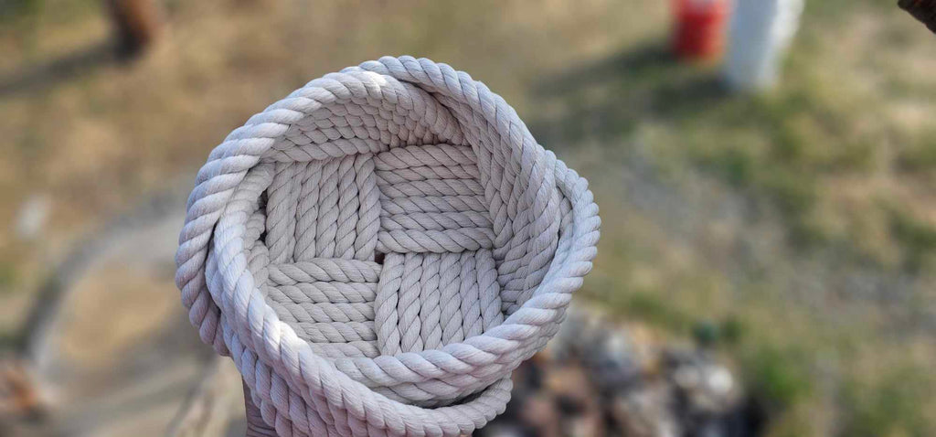 Handwoven Off-White Cotton Rope Bowl | 6" Artisan Nautical Storage