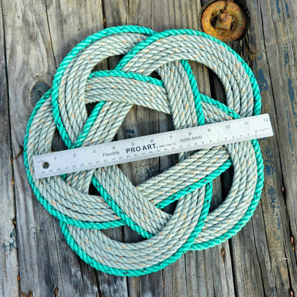 Silver & Green 5-Star Recycled Rope Trivet | Handwoven in Alaska