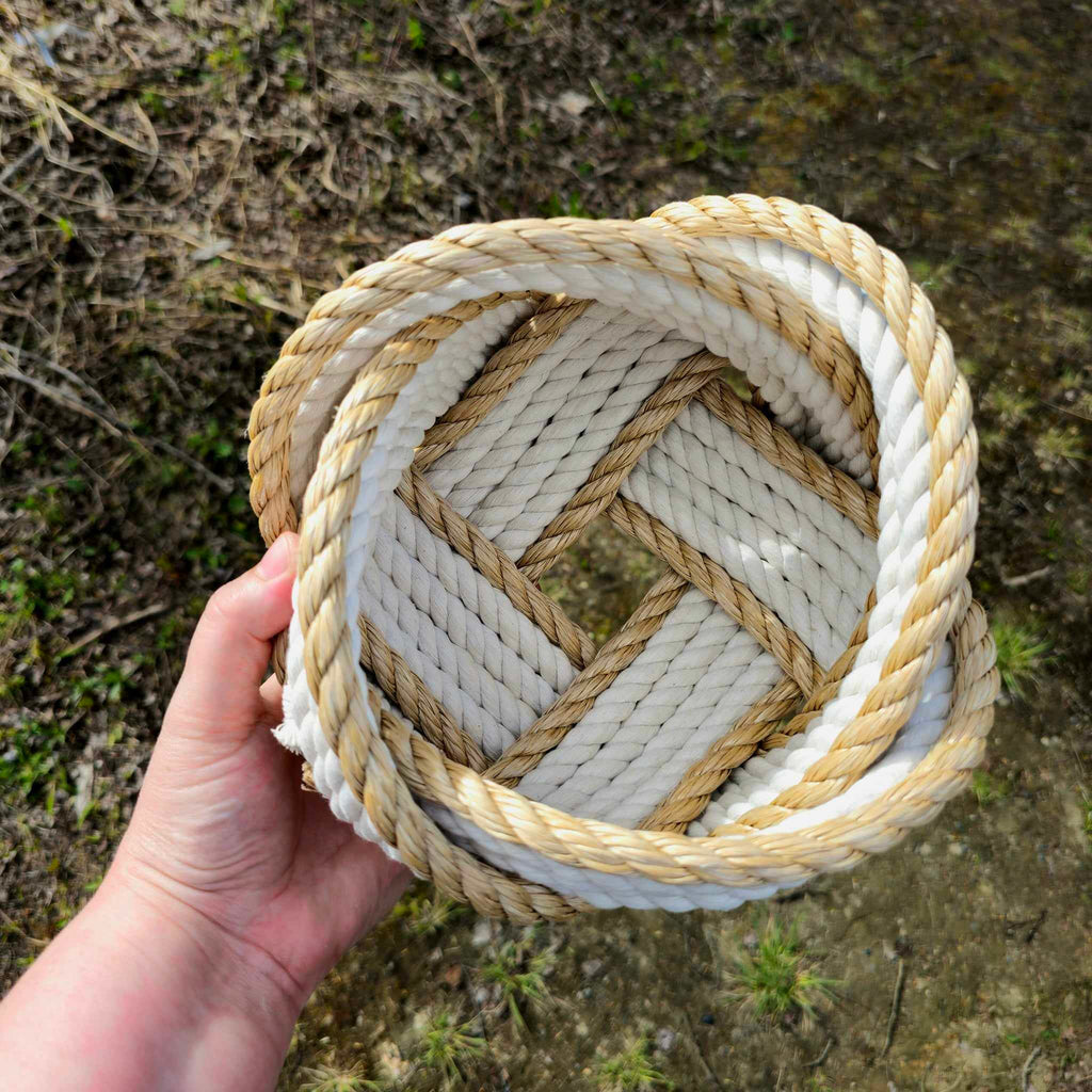 Off-White Cotton & ProManila Nautical Rope Bowl | Handwoven in Alaska