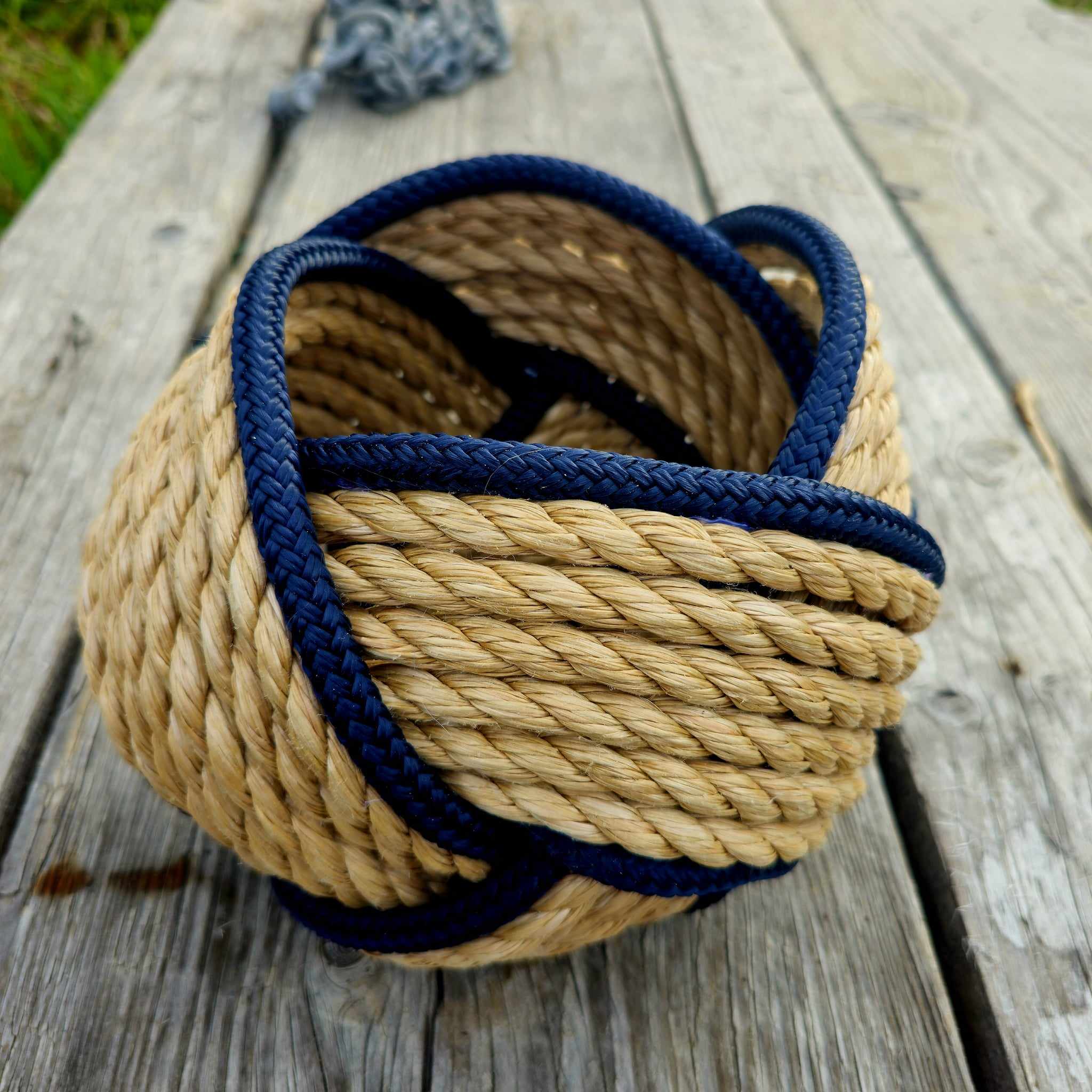 Nautical Navy Woven Rope Bowl | Alaskan Maritime Home Decor