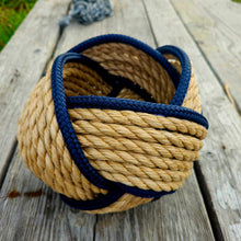 Tan Navy Woven Bowl Basket Catch All ProManila Rope 6"x 6"