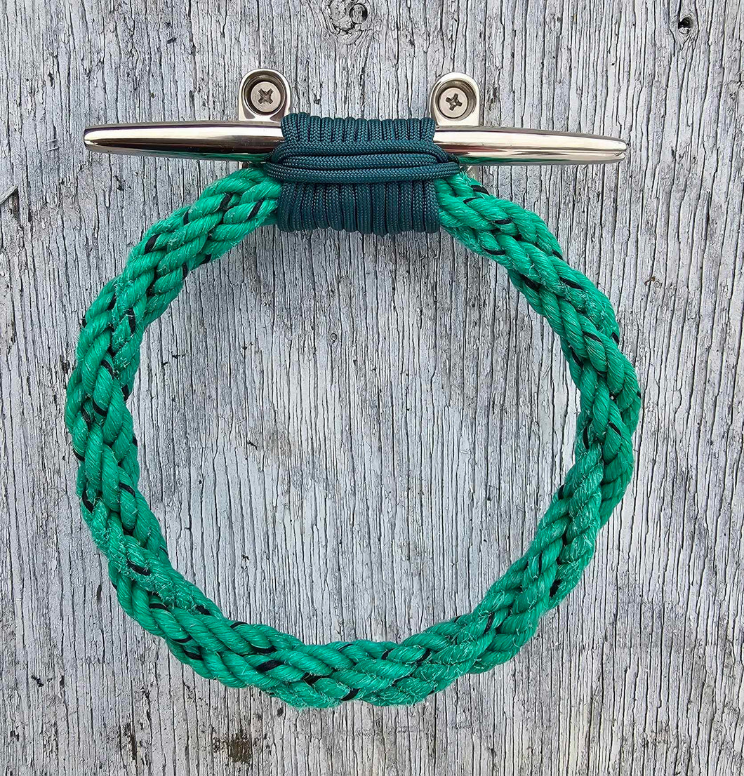 Rope Towel Ring With Stainless Steel Cleat -Green