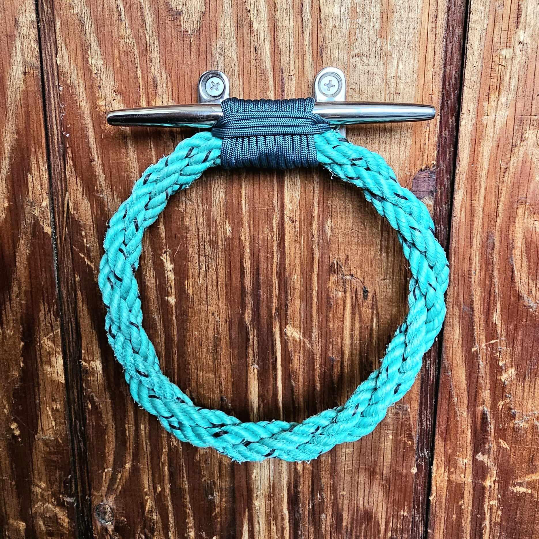 Rope Towel Ring With Stainless Steel Cleat -Green