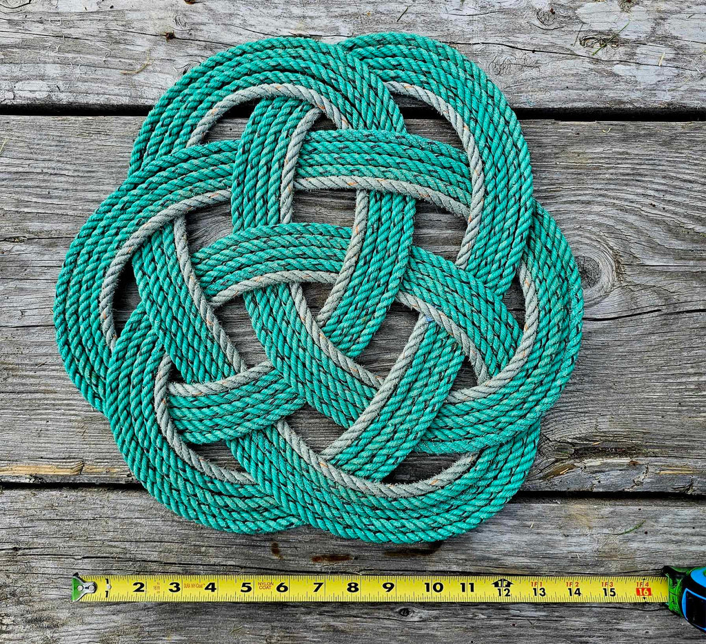 Green & Silver Recycled Rope Trivet | Handwoven in Alaska