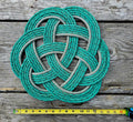 Green & Silver Recycled Rope Trivet | Handwoven in Alaska