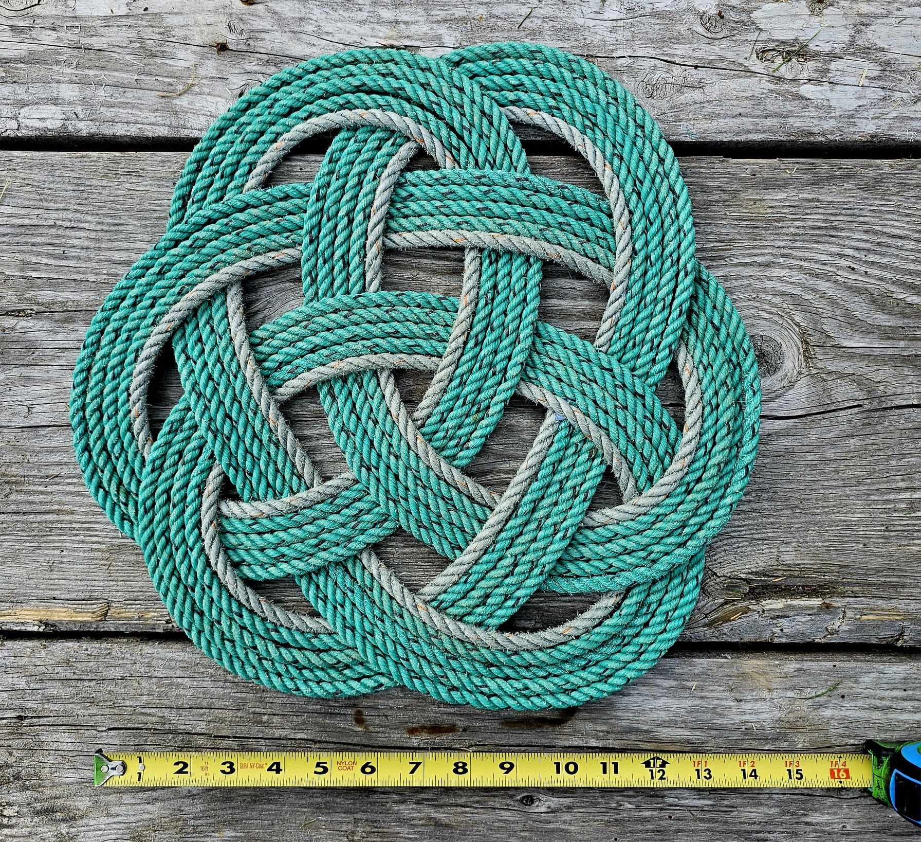 Green & Silver Recycled Rope Trivet | Handwoven in Alaska