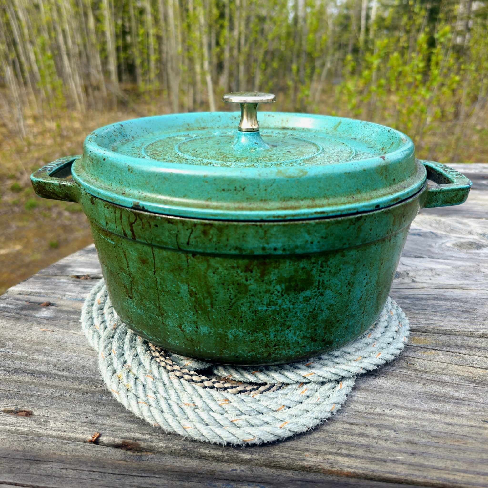 Rope Trivet Placemat Recycled Silver + Speckled Inside