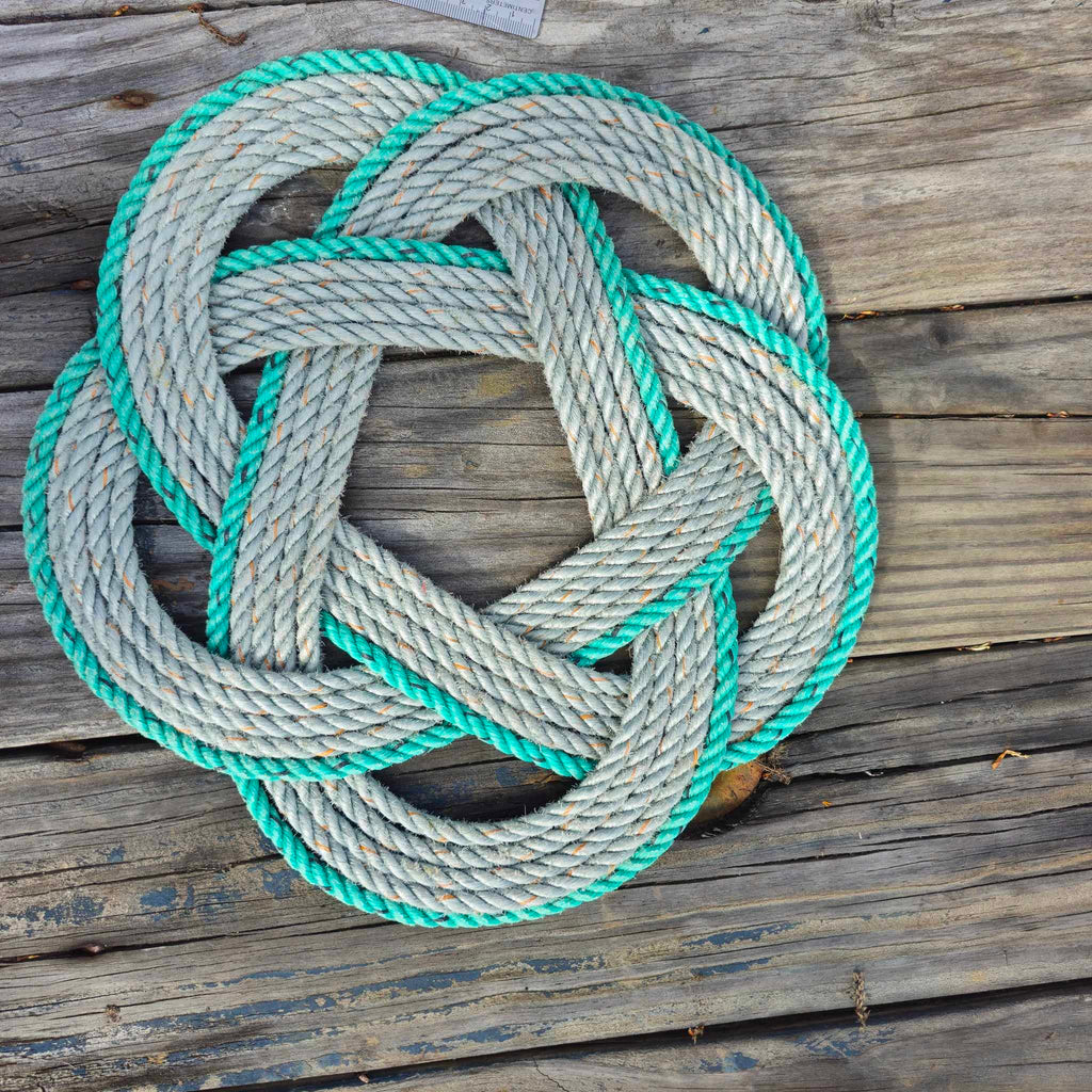 Silver & Green 5-Star Recycled Rope Trivet | Handwoven in Alaska