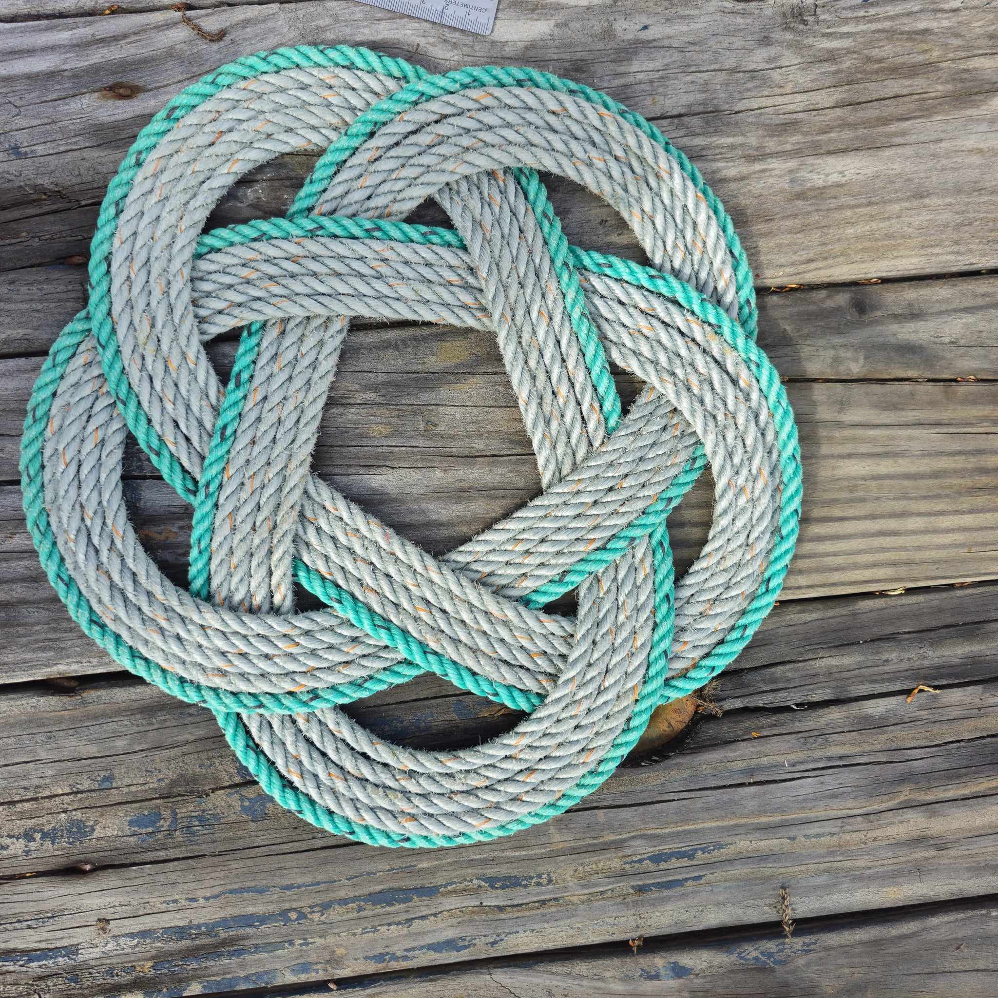 Silver & Green 5-Star Recycled Rope Trivet | Handwoven in Alaska