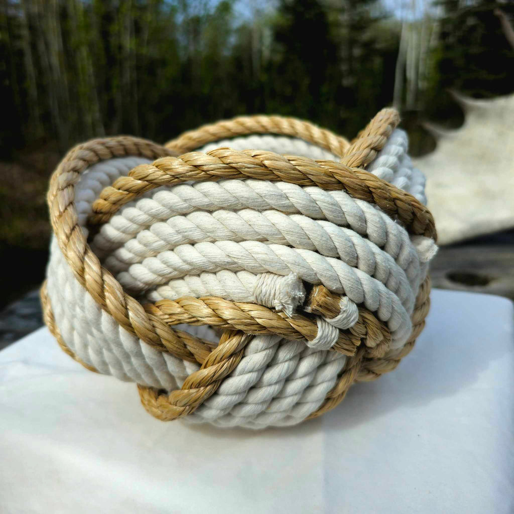 Off-White Cotton & ProManila Nautical Rope Bowl | Handwoven in Alaska