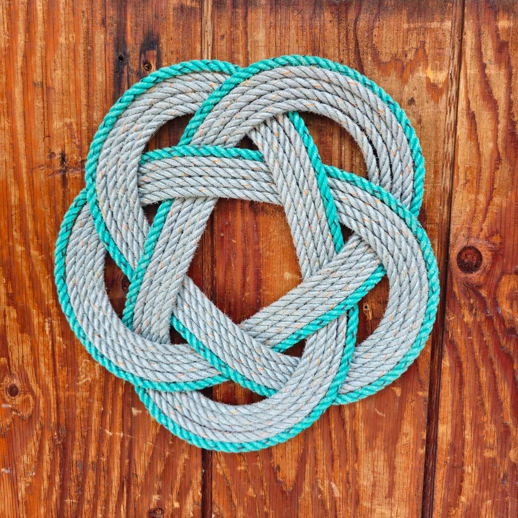 Silver & Green 5-Star Recycled Rope Trivet | Handwoven in Alaska