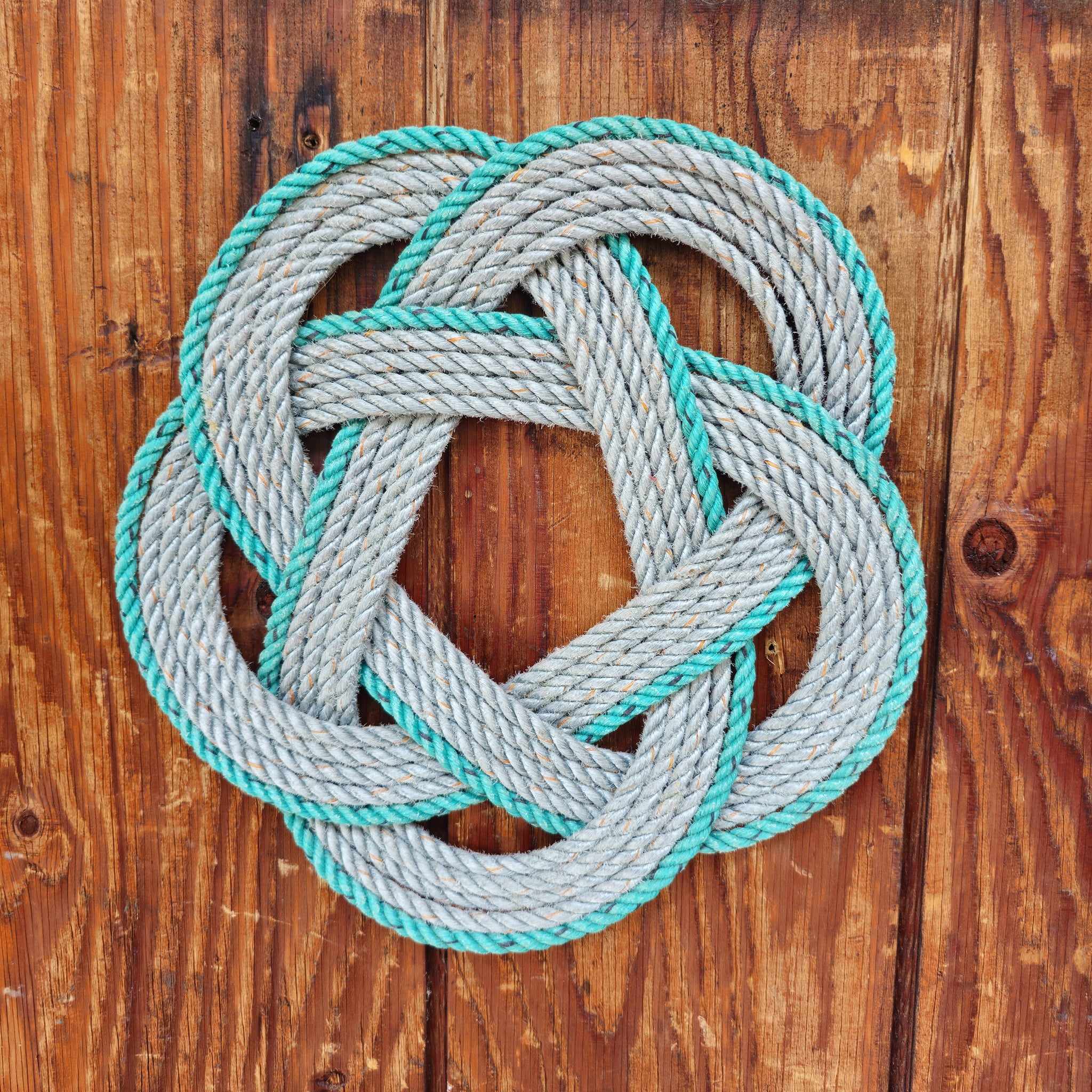 Silver & Green 5-Star Recycled Rope Trivet | Handwoven in Alaska