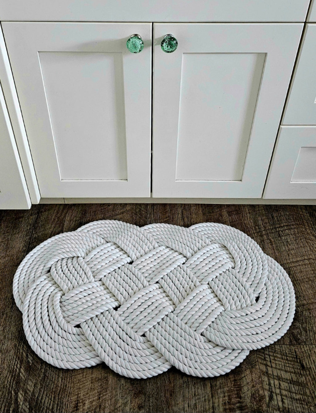 Off-White Ocean Plait Rope Rug | 30" x 15" Handwoven Alaskan Entry Mat