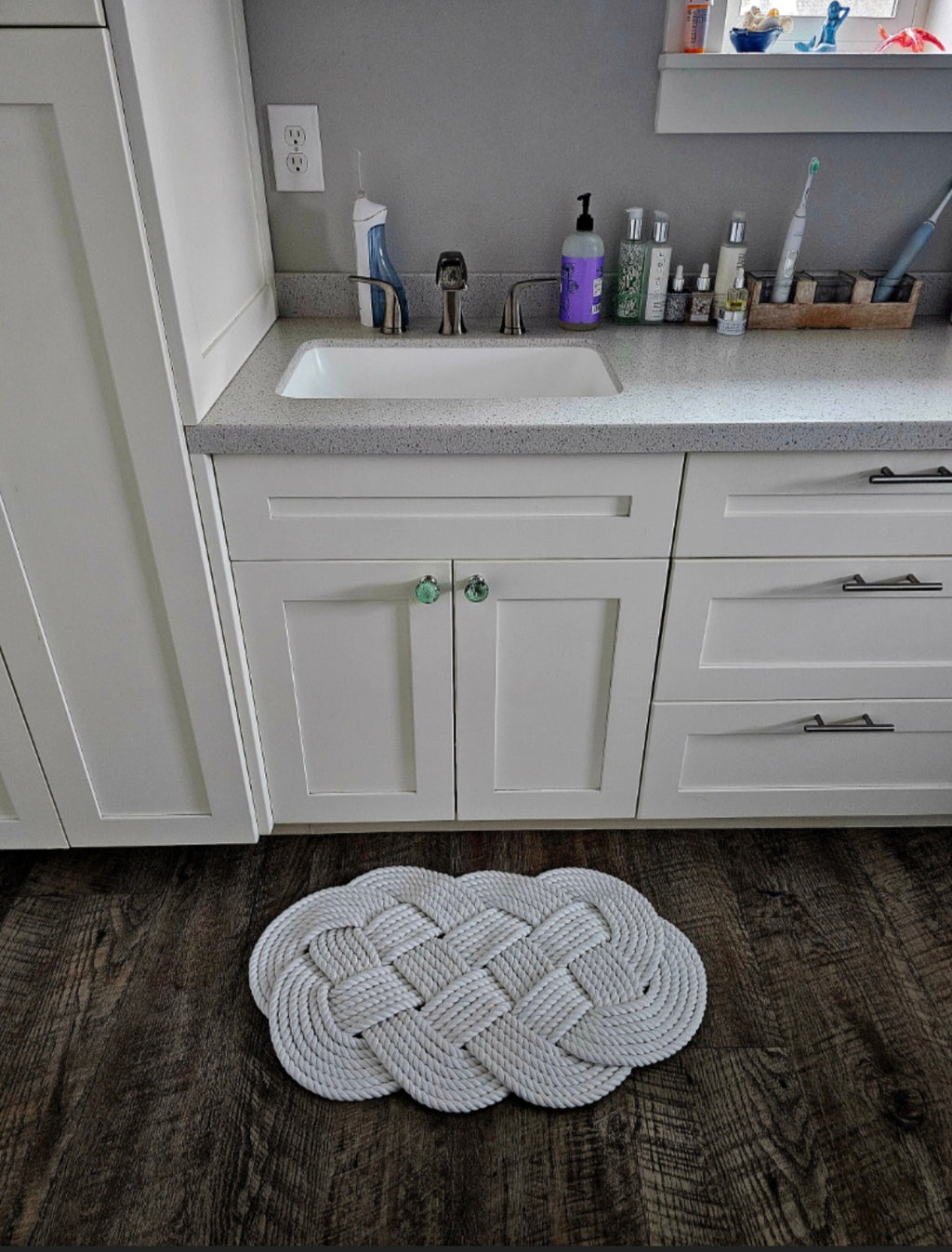 Off-White Ocean Plait Rope Rug | 30" x 15" Handwoven Alaskan Entry Mat
