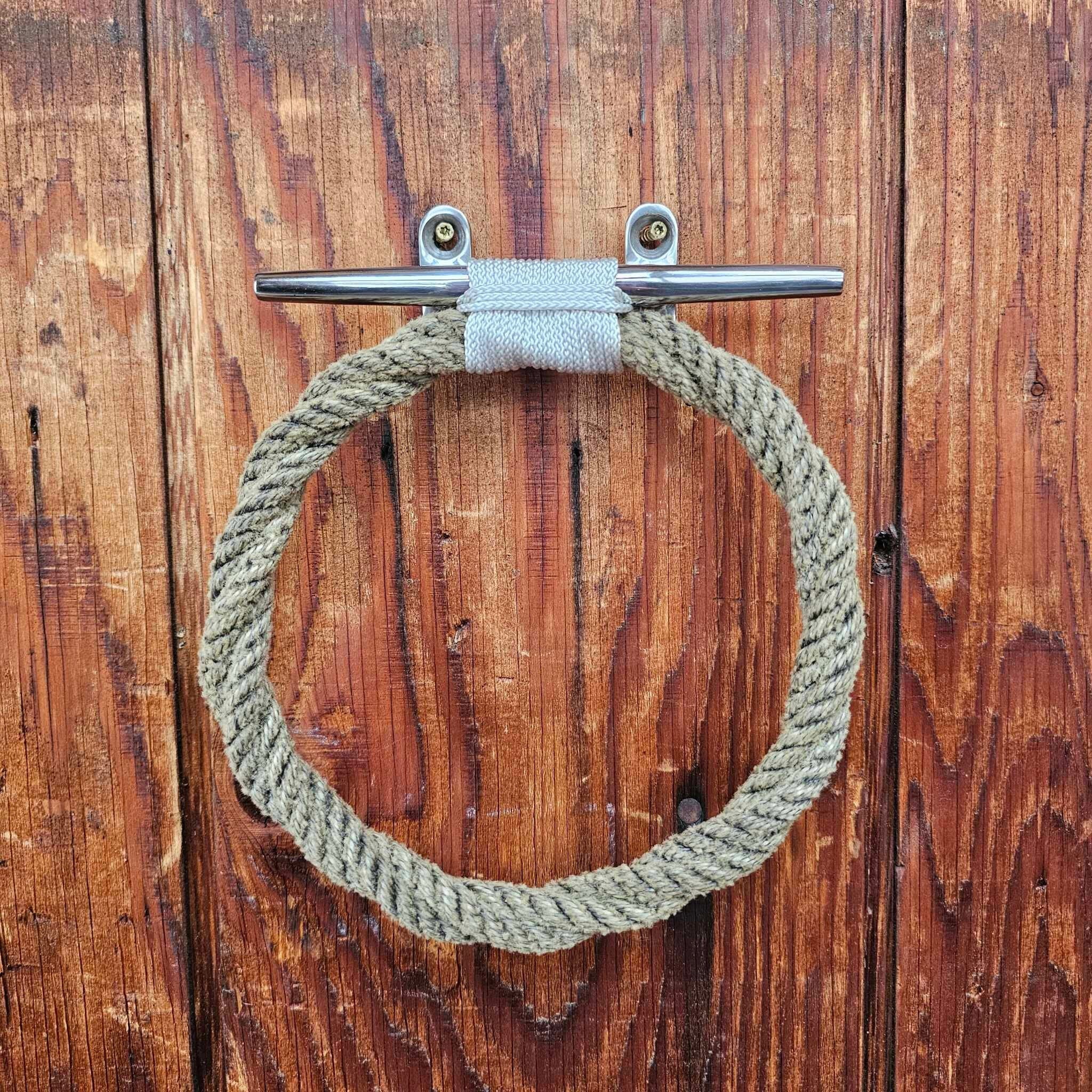Stainless & Repurposed Rope Towel Ring | Handmade in Alaska