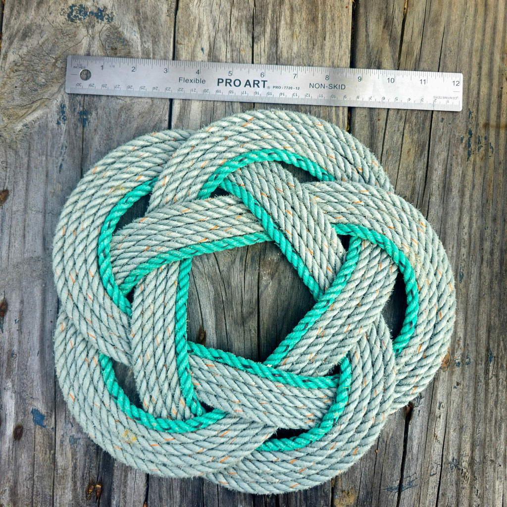 Silver & Green 5-Star Recycled Rope Trivet | Handwoven in Alaska