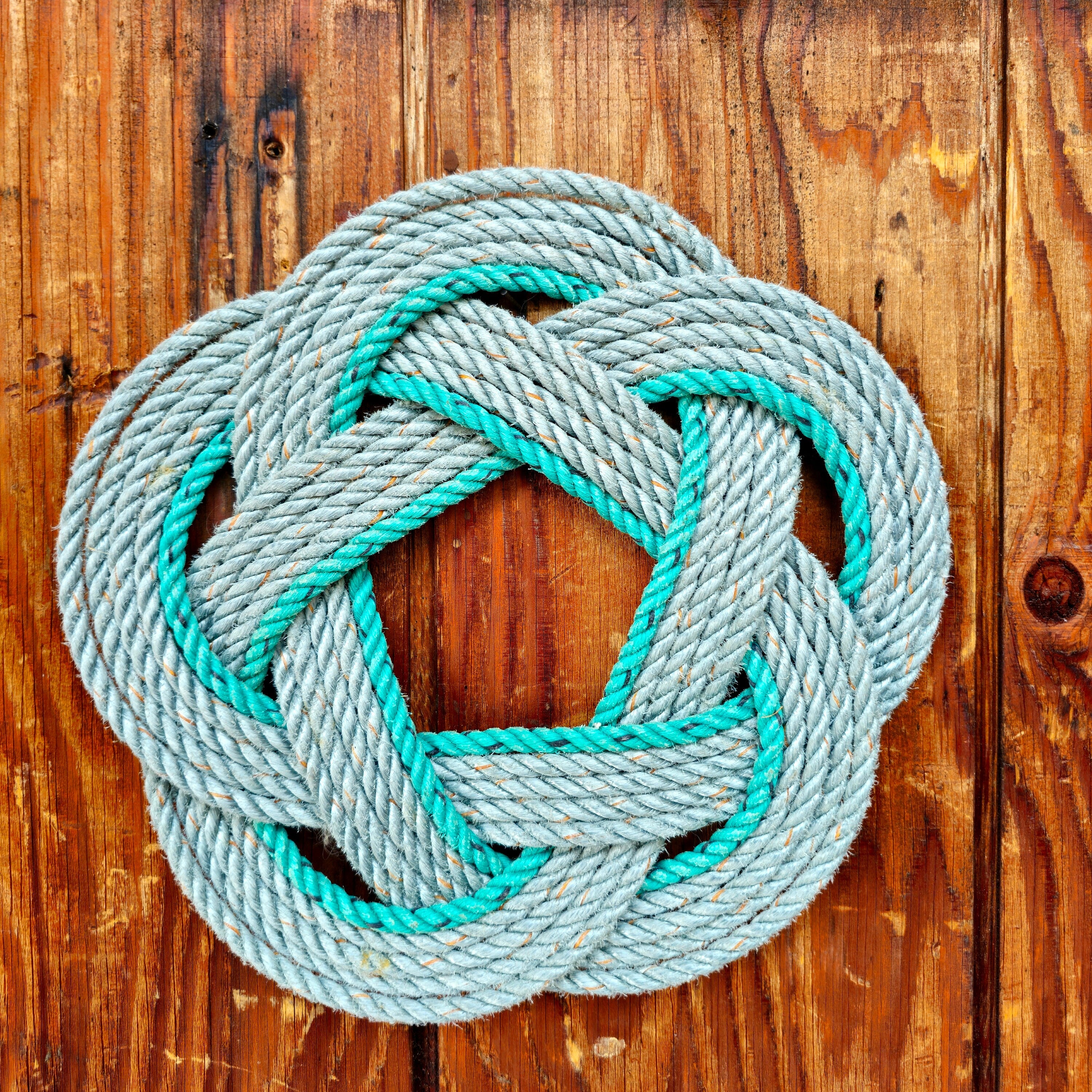 Silver & Green 5-Star Recycled Rope Trivet | Handwoven in Alaska