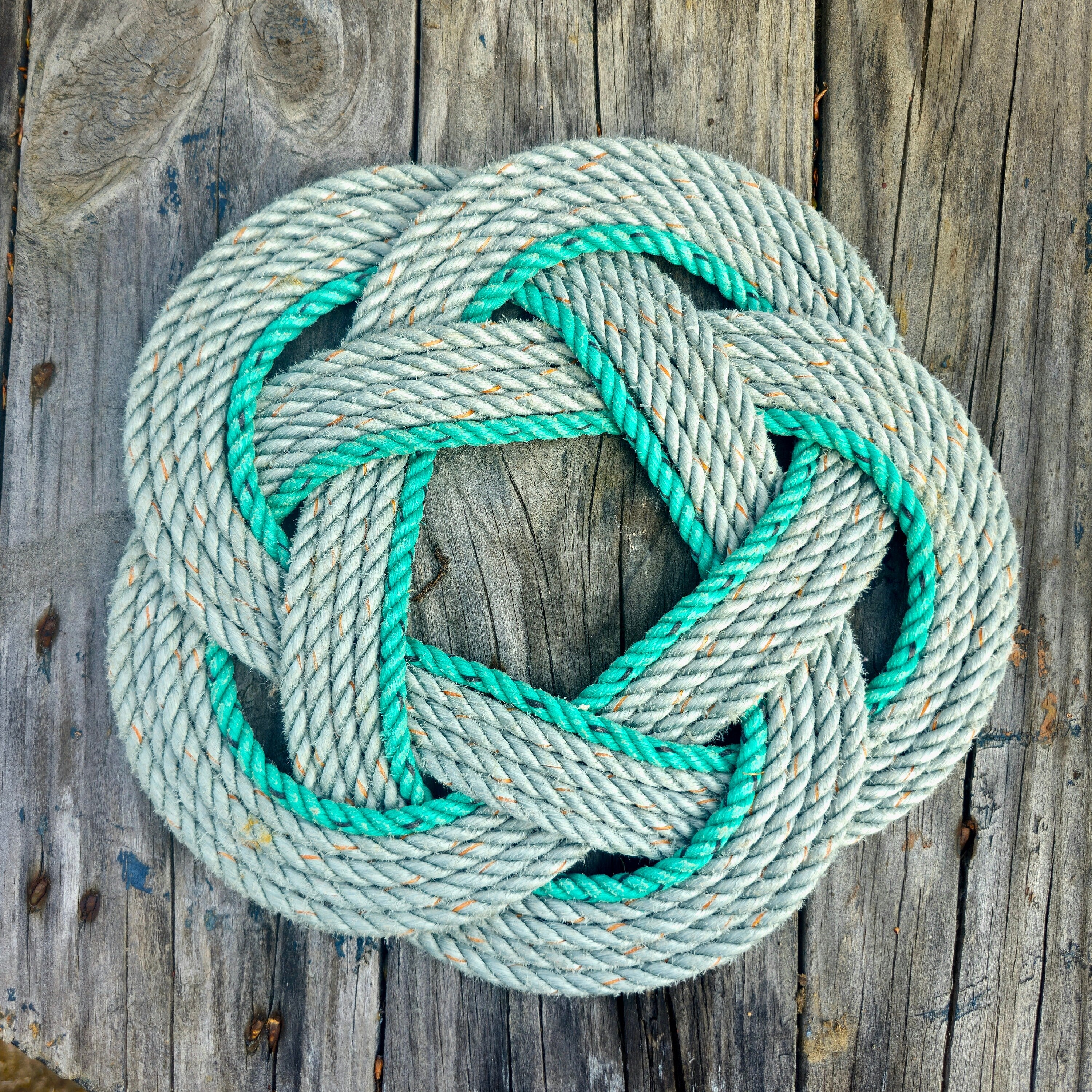 Silver & Green 5-Star Recycled Rope Trivet | Handwoven in Alaska