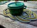 Silver & Gold Recycled Rope Centerpiece Trivet | Handwoven in Alaska