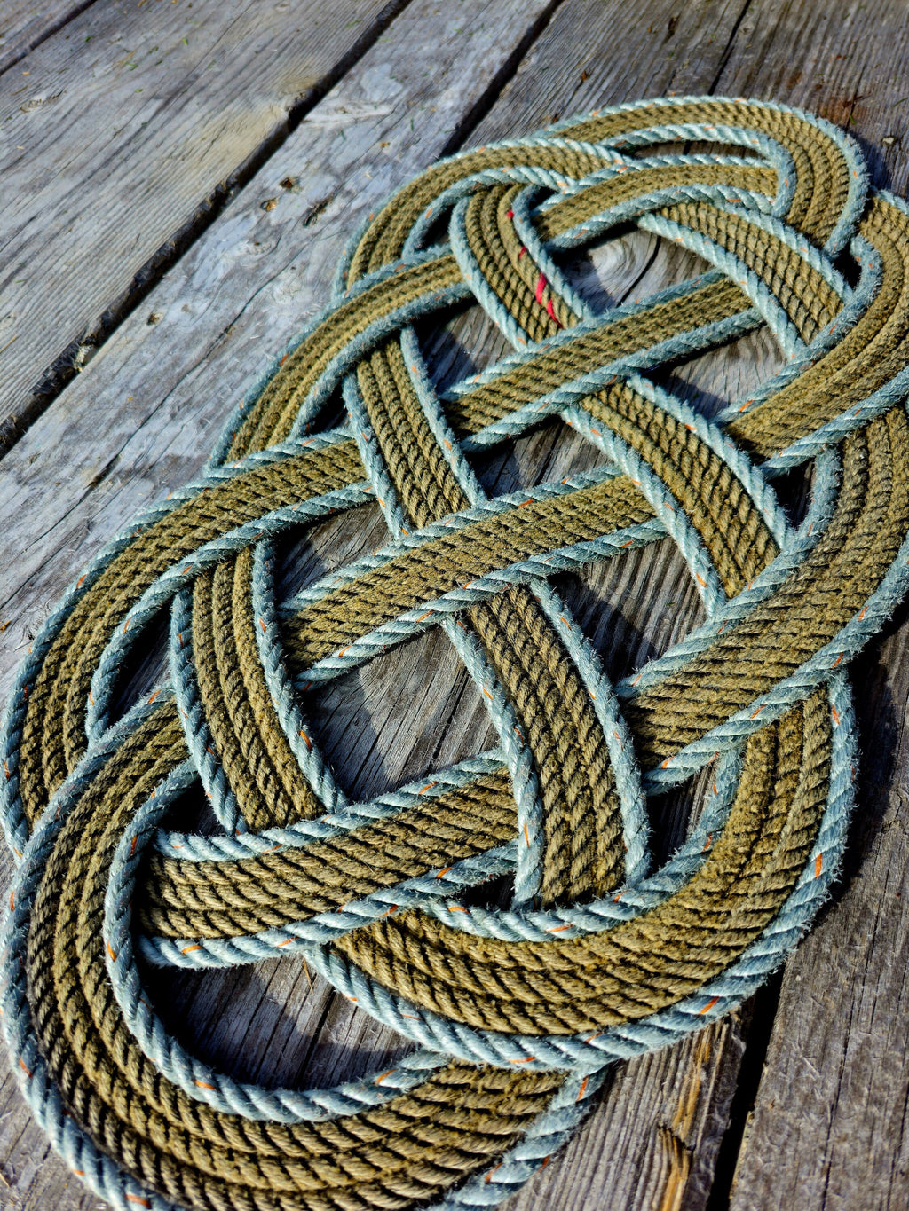 Silver & Gold Recycled Rope Centerpiece Trivet | Handwoven in Alaska