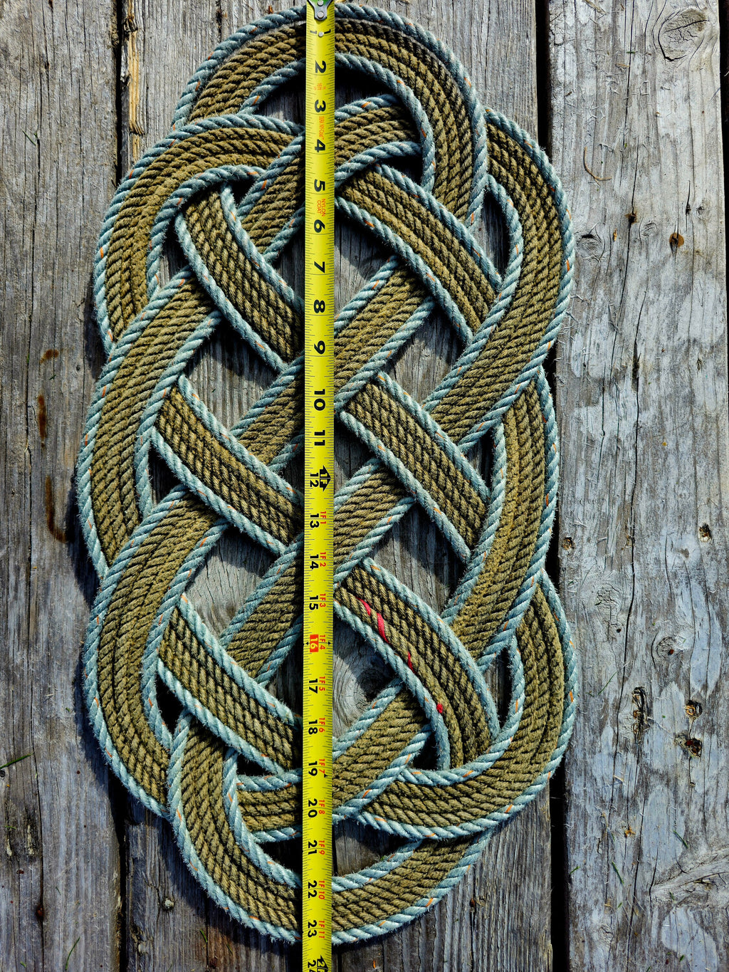 Silver & Gold Recycled Rope Centerpiece Trivet | Handwoven in Alaska