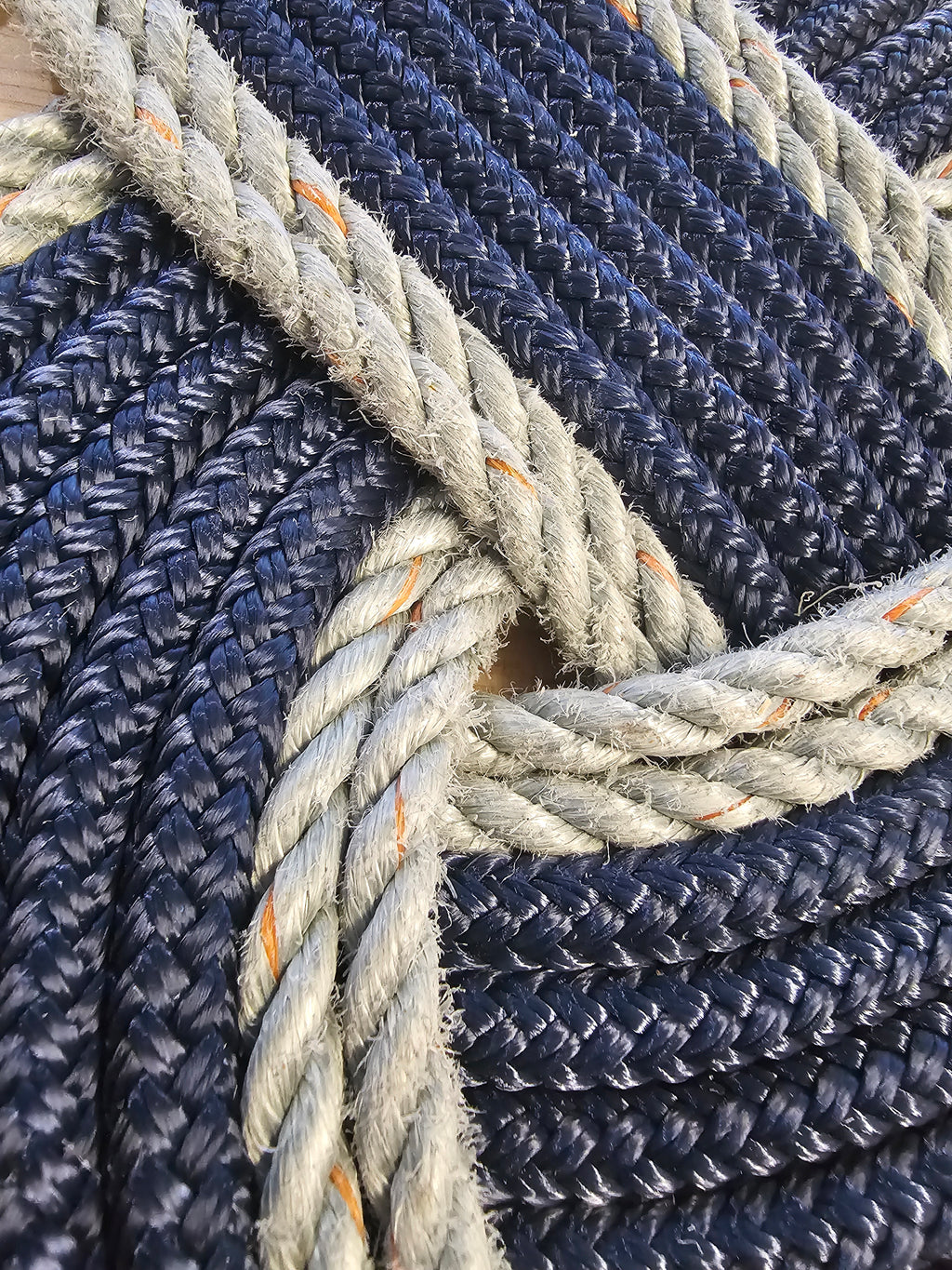 Navy & Silver Rope Rug 24" x 36" | Handwoven in Alaska