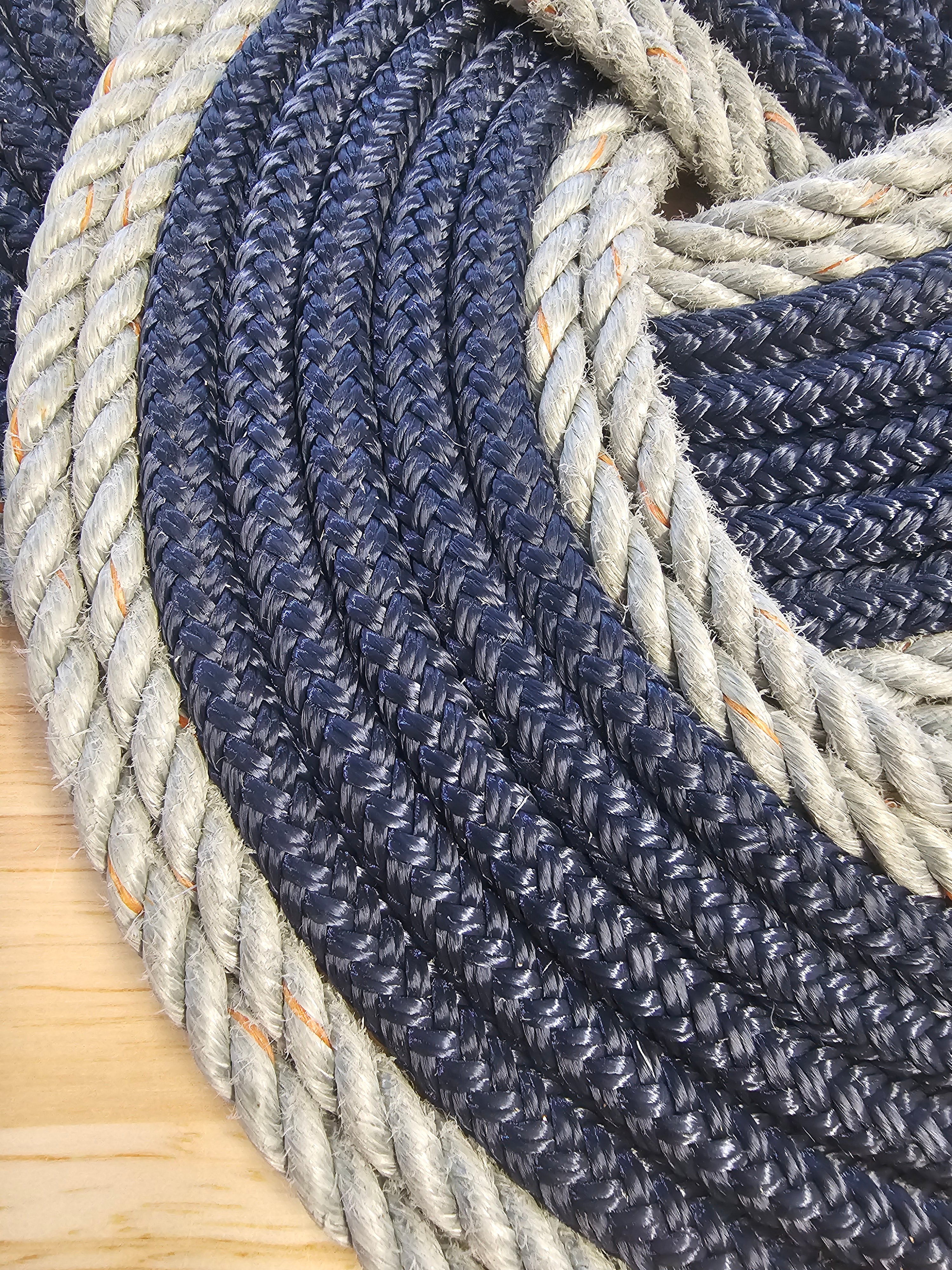 Navy & Silver Rope Rug 24" x 36" | Handwoven in Alaska