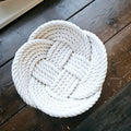 Handwoven Off-White Cotton Rope Bowl | Nautical Home Storage