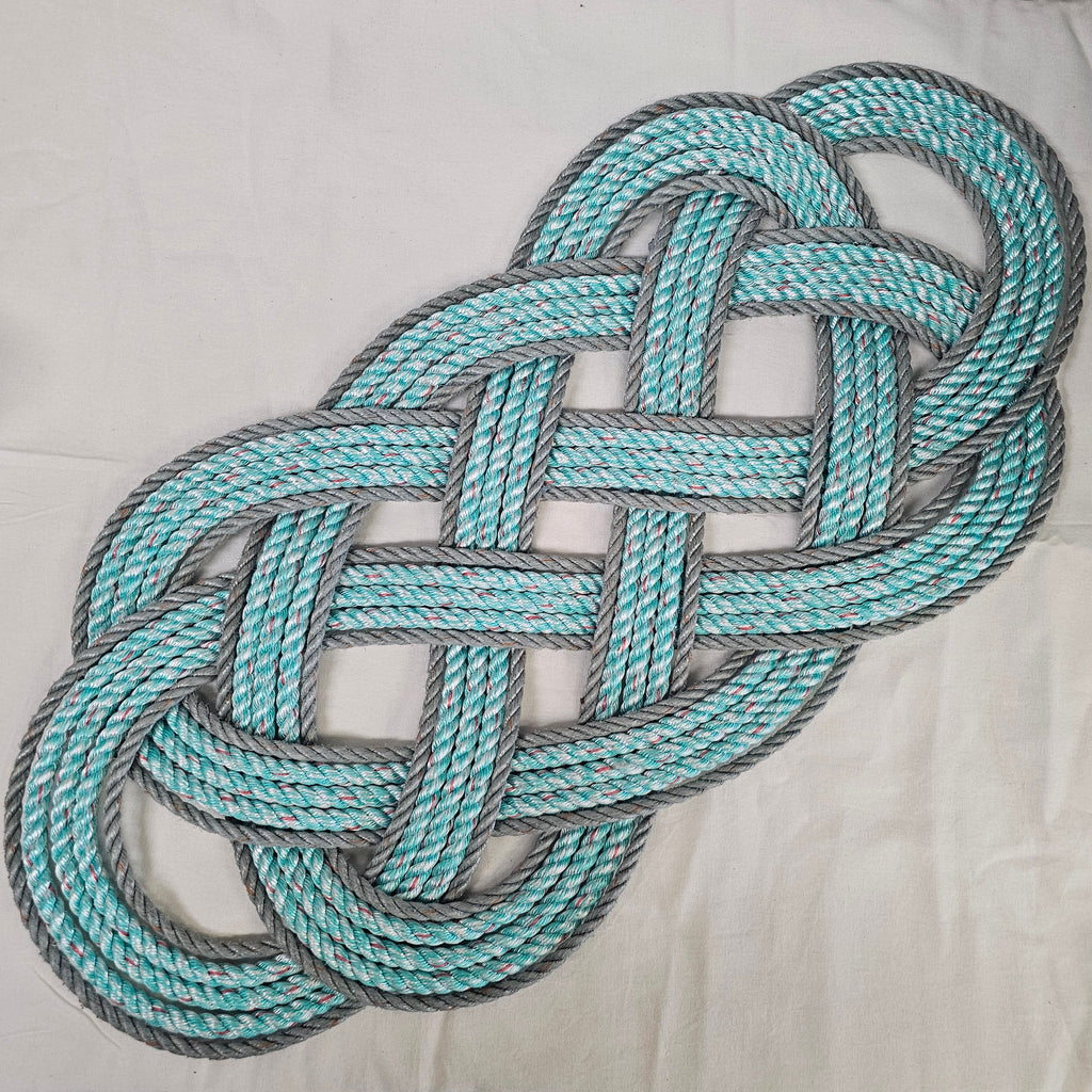 Crabby Blue & Silver Ocean Plait Table Runner | Large Alaskan Rope Centerpiece