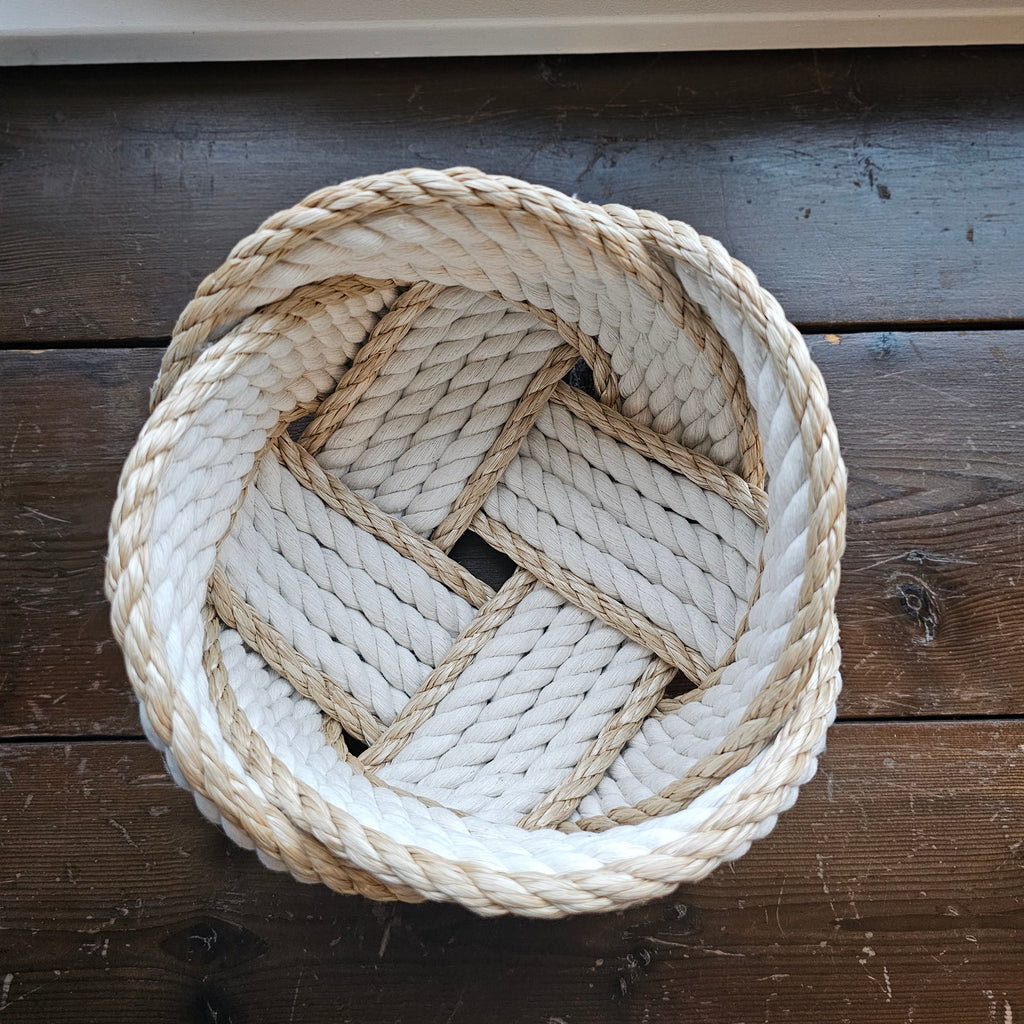 Off-White Cotton & ProManila Nautical Rope Bowl | Handwoven in Alaska