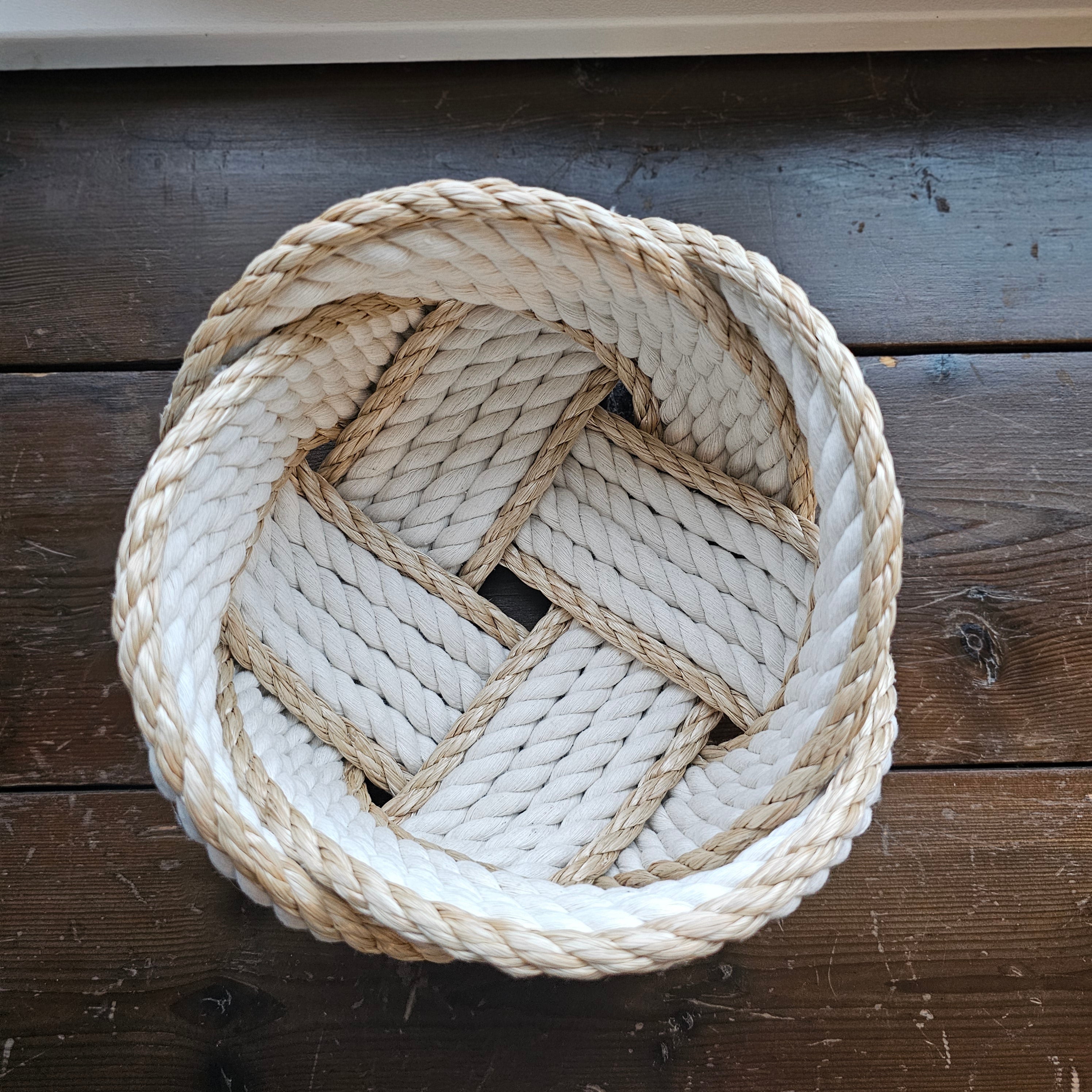 Off-White Cotton & ProManila Nautical Rope Bowl | Handwoven in Alaska