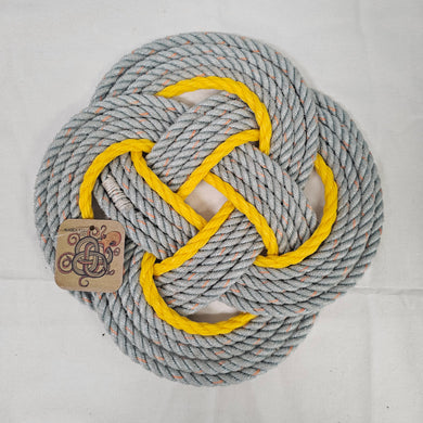 Rope Trivet Placemat Recycled Silver + Yellow