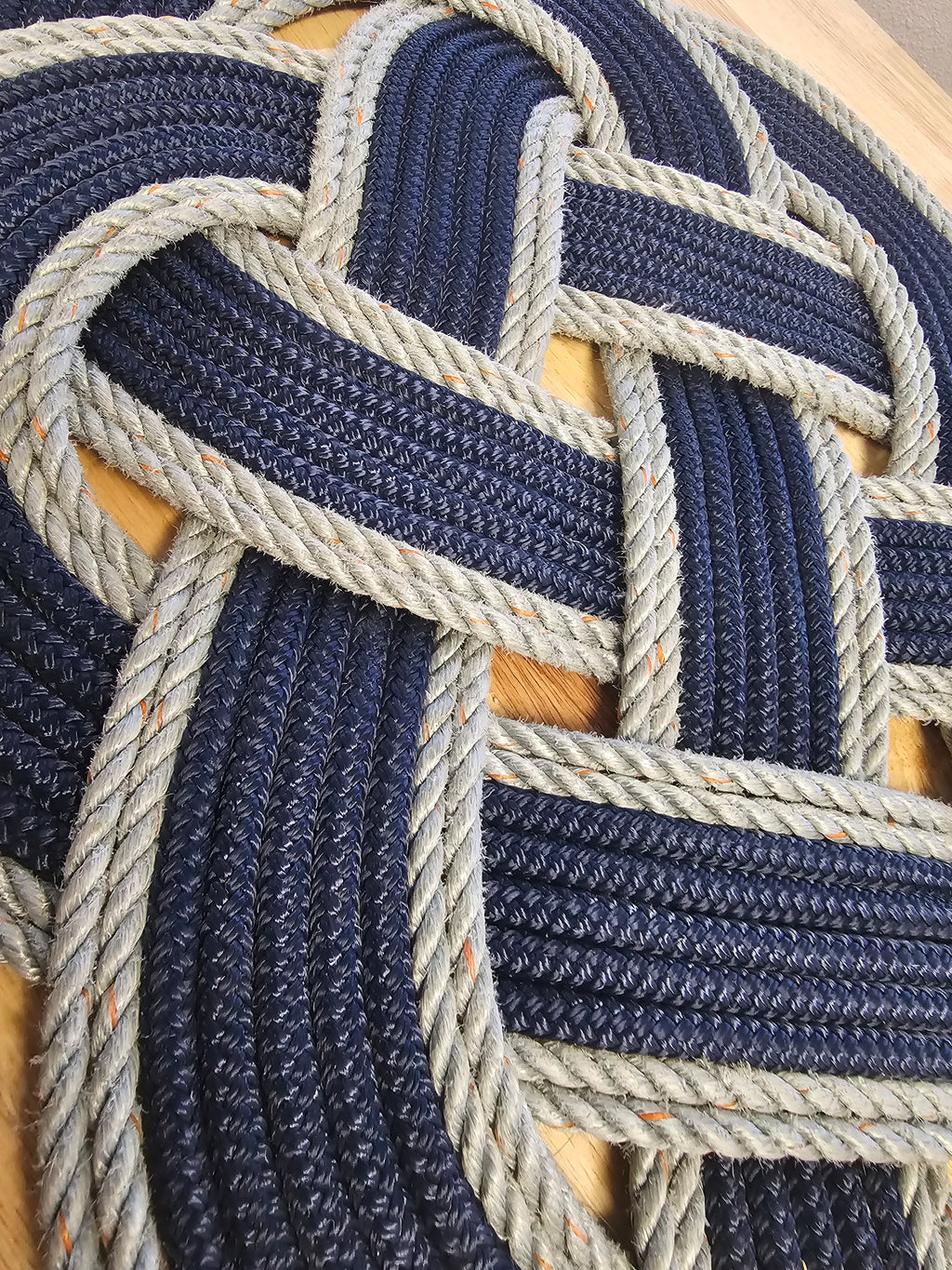 Navy & Silver Rope Rug 24" x 36" | Handwoven in Alaska