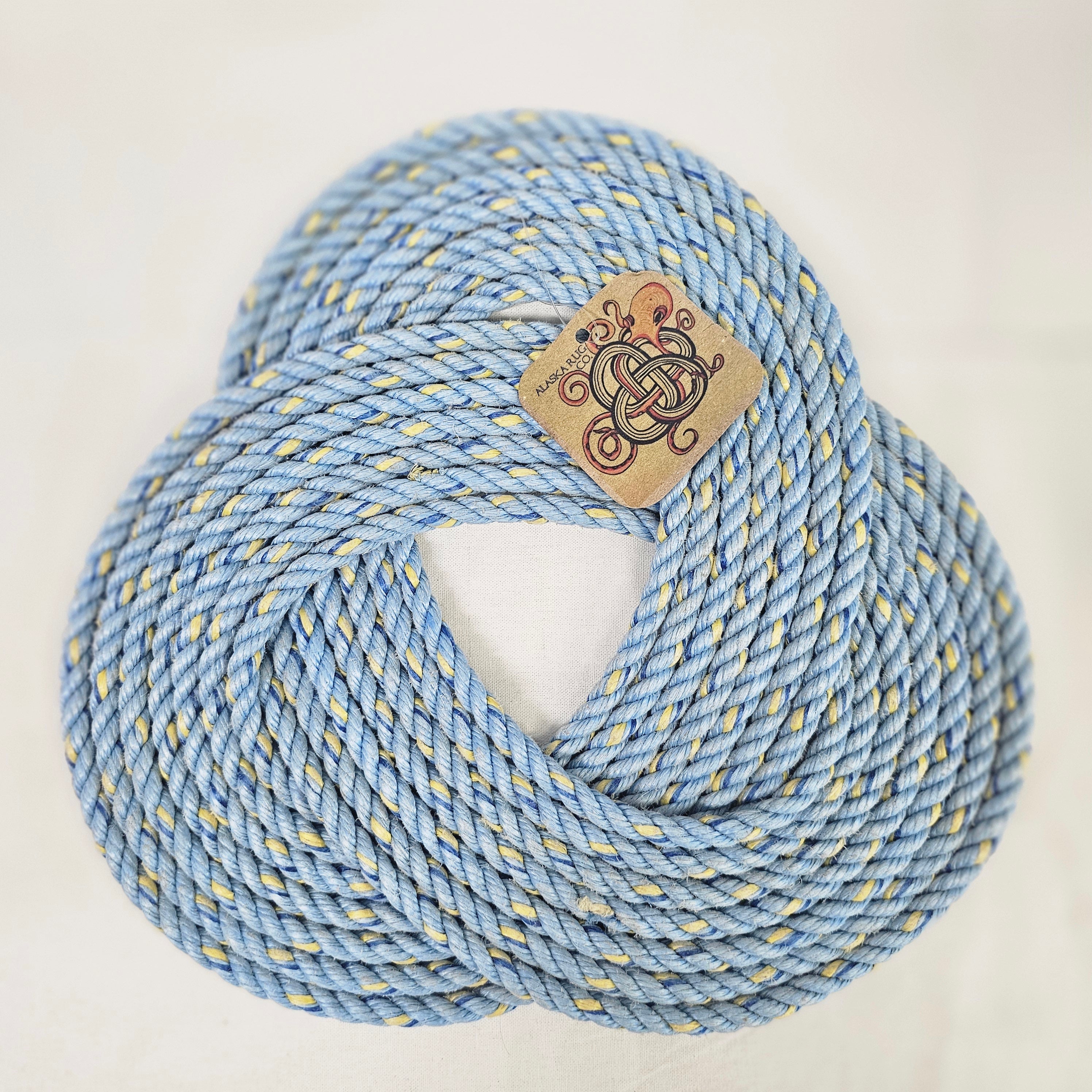 Blue Trefoil Handwoven Rope Trivet | Recycled Alaskan Fishing Rope