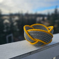 Silver & Yellow Handwoven Rope Basket | Recycled Alaskan Fishing Rope Decor