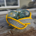 Grey & Yellow Large Handwoven Rope Bowl | Robust Recycled Alaskan Fishing Rope