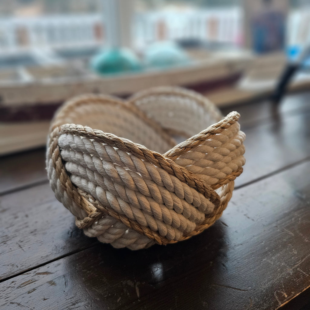 Off-White Cotton & ProManila Nautical Rope Bowl | Handwoven in Alaska